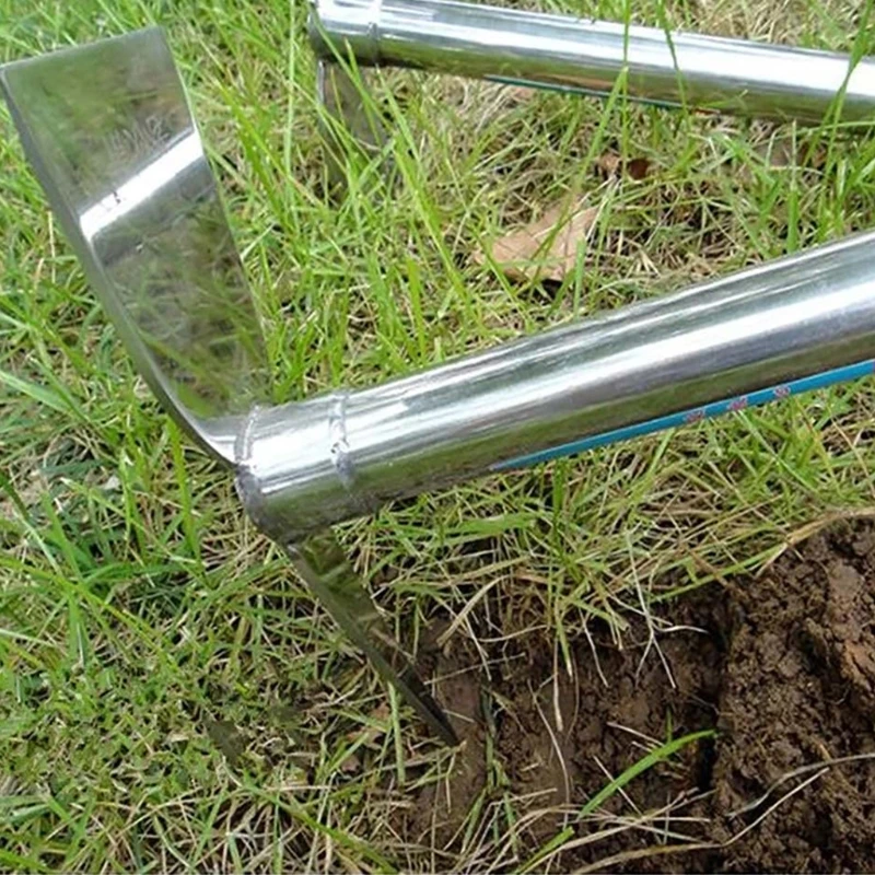 Handle Design Multipurpose Metal Rake Stainless Steel Rake Hoe Farm Garden Tool Weeding Excavator Hand Rake