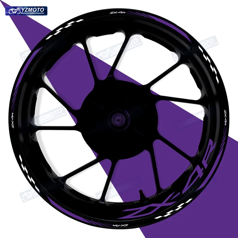 

For ZX-4R ZX4R ZX 4R Motorcycle 17 Inch Front Rear Wheel Sticker Decal Reflective Waterproof Decorative Hub Stripe Rim Stickers