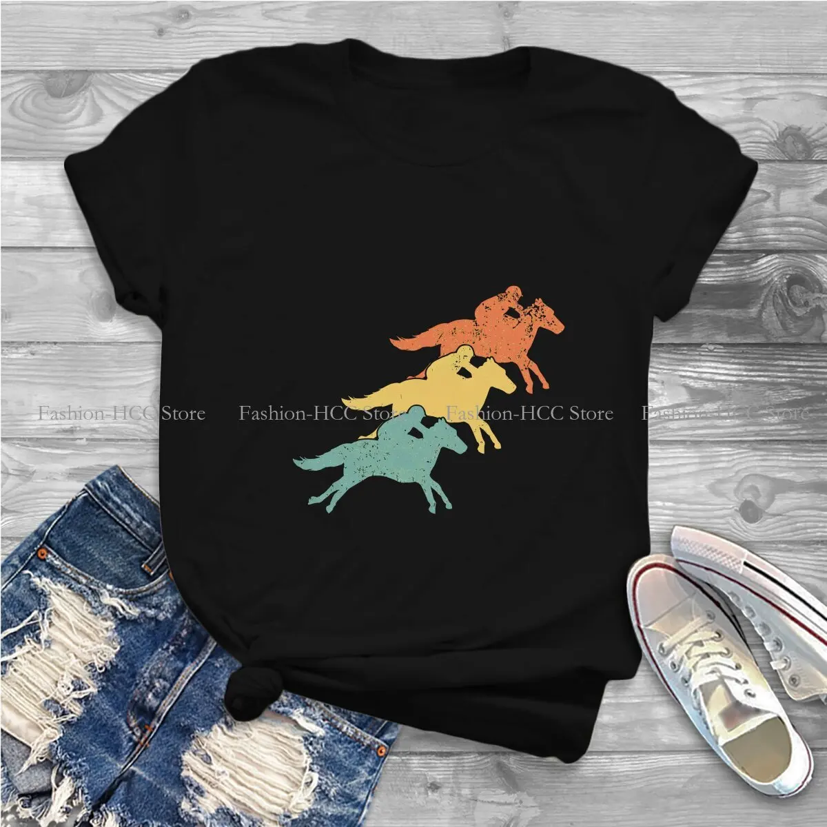 Equestrian Horse Racer Fashion Polyester TShirts Horse Racing Sports Momen Graphic Streetwear T Shirt O Neck