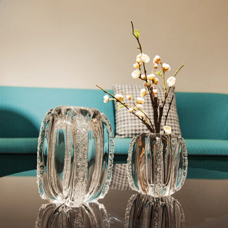 Polar glacier glass vase, transparent crystal dining table, decorative high-end flower arrangement, hydroponic ornaments