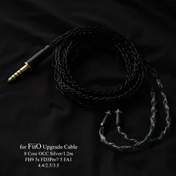 FiiO-Silver Plated Earphones Cable, FH9 5s FD3Pro7 5 FA1 8 Core Upgrade, OCC, 4.4mm balance 2.5mm 3.5mm with MIC