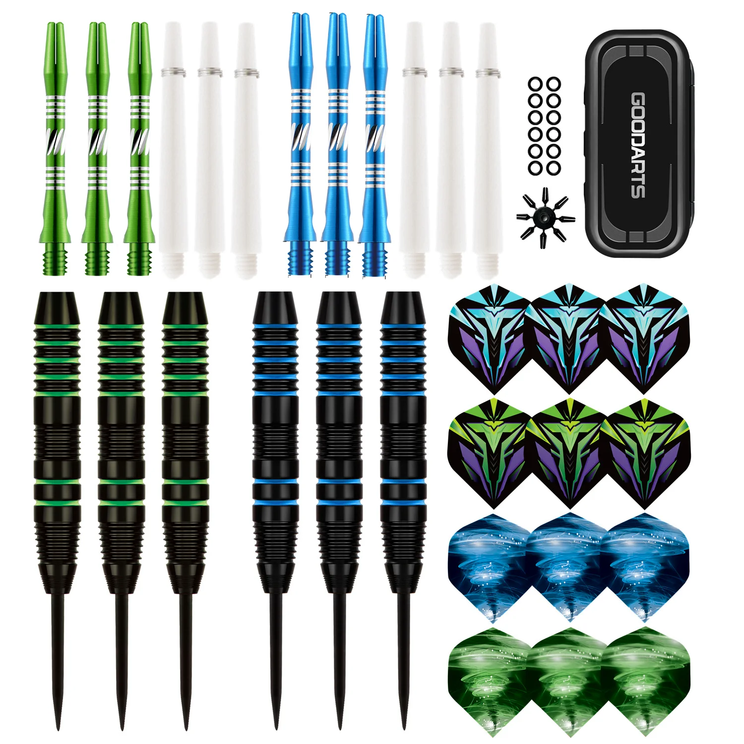 6pcs Professional Dart Set 22g Metal Tip Precision Engraved Heavy Duty Brass Barrel with Extra Nylon Shaft Protector Dart Case - Image 3