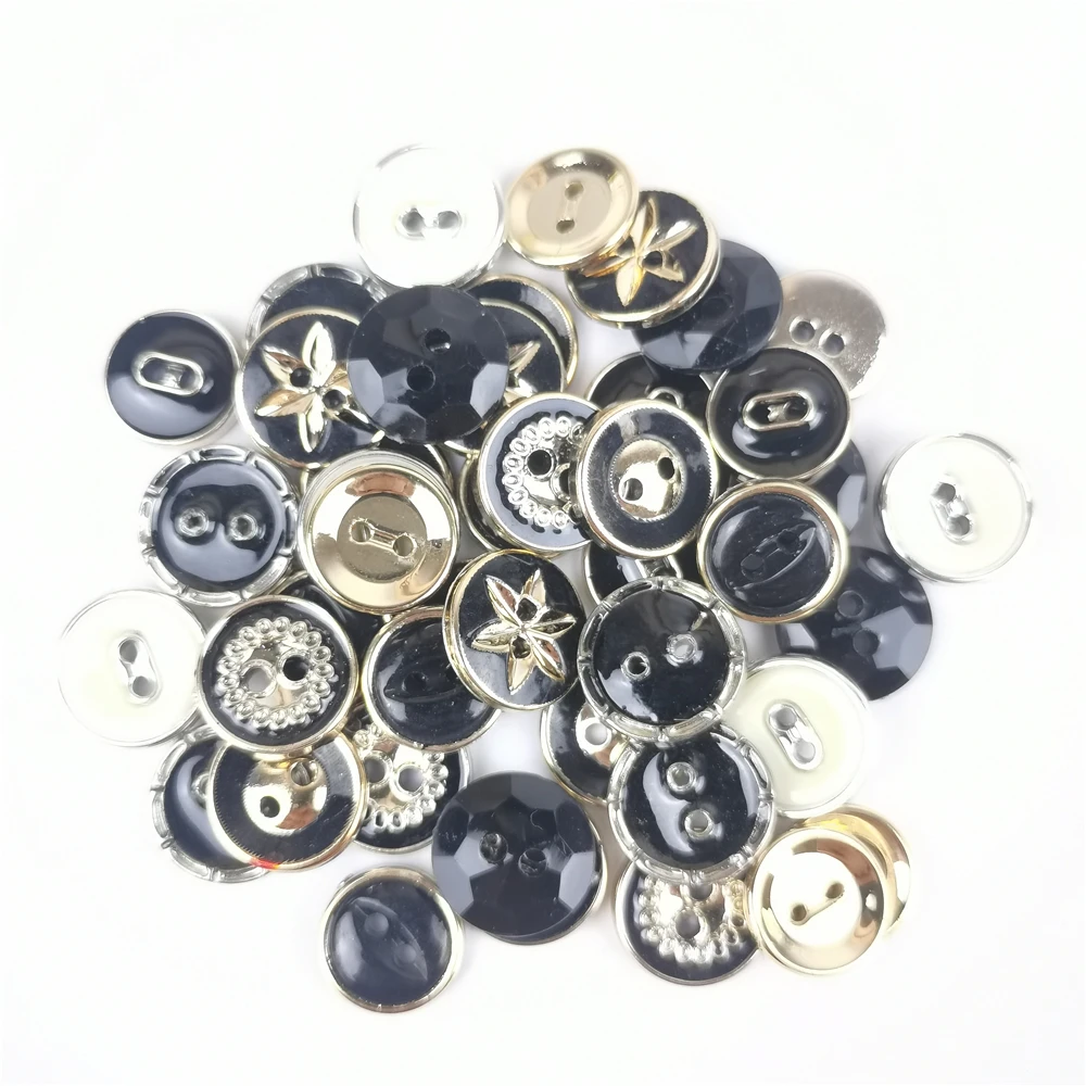 30pcs 10-13mm 2 Holes Round Resin Flatback Plastic Buttons For Kids Sewing Accession Fit Sewing Scrapbooking DIY Black Button