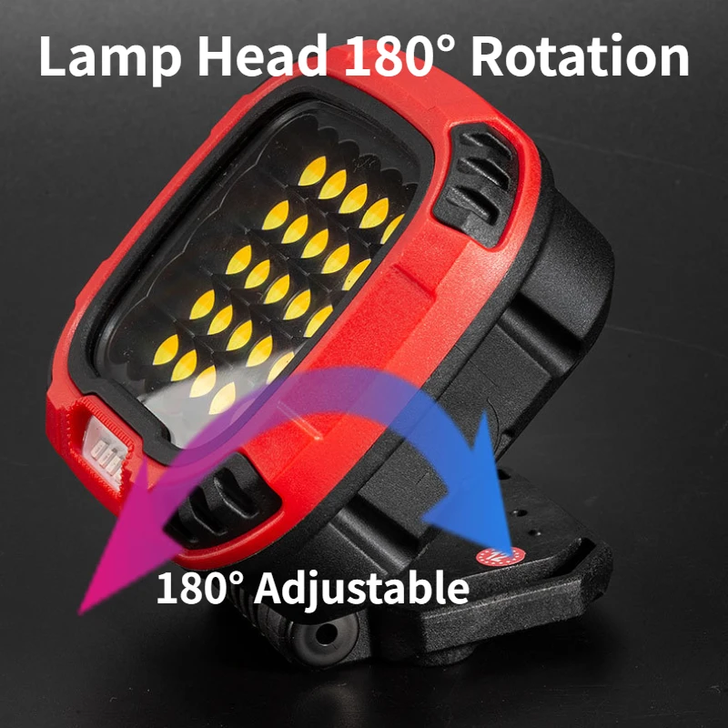 Lampe de travail COB rotative à 180 ° avec batterie intégrée, étanche, portable, aste par USB, éclairage d'urgence, lanterne de camping magnétique