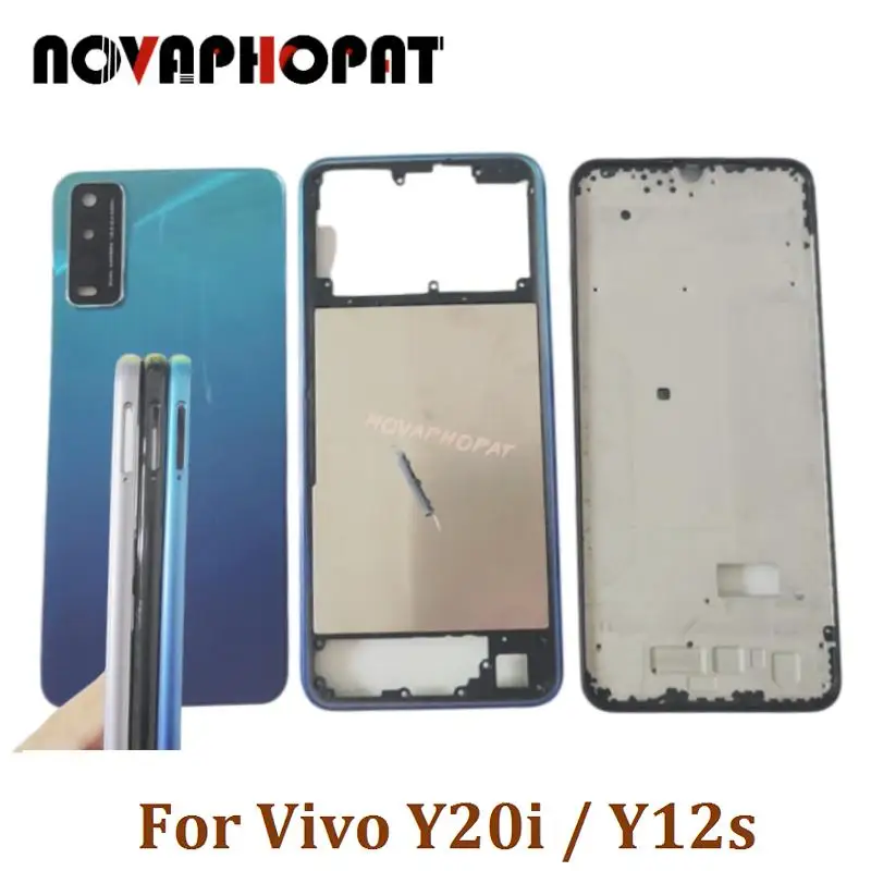 LCD Faceplate Frame Middle Bezel For Vivo Y20i Y12s Battery Cover Back Rear Door Housing Camera Glass Lens Side Key Button