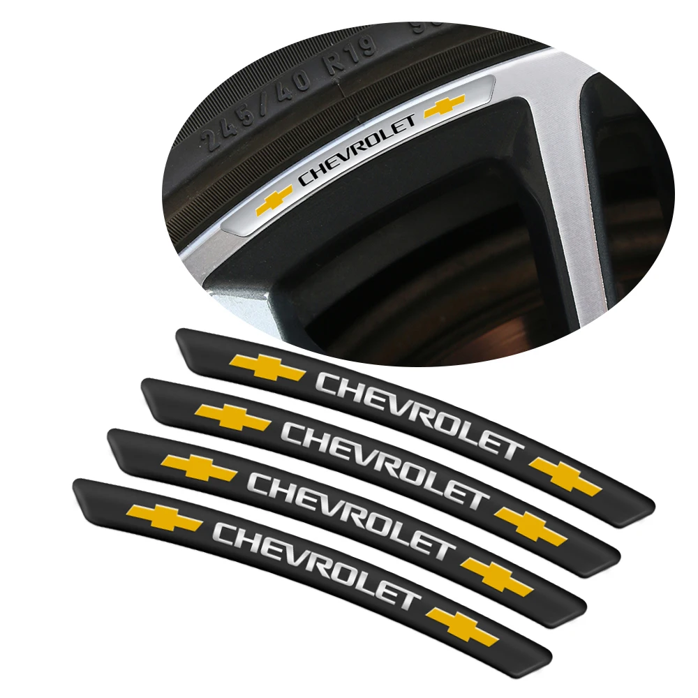 4Pcs Car Styling Wheel Rims Decor Aluminum Stickers Accessories For For Chevrolet Captiva  Crvalier MalibusSilverado Spark Monza