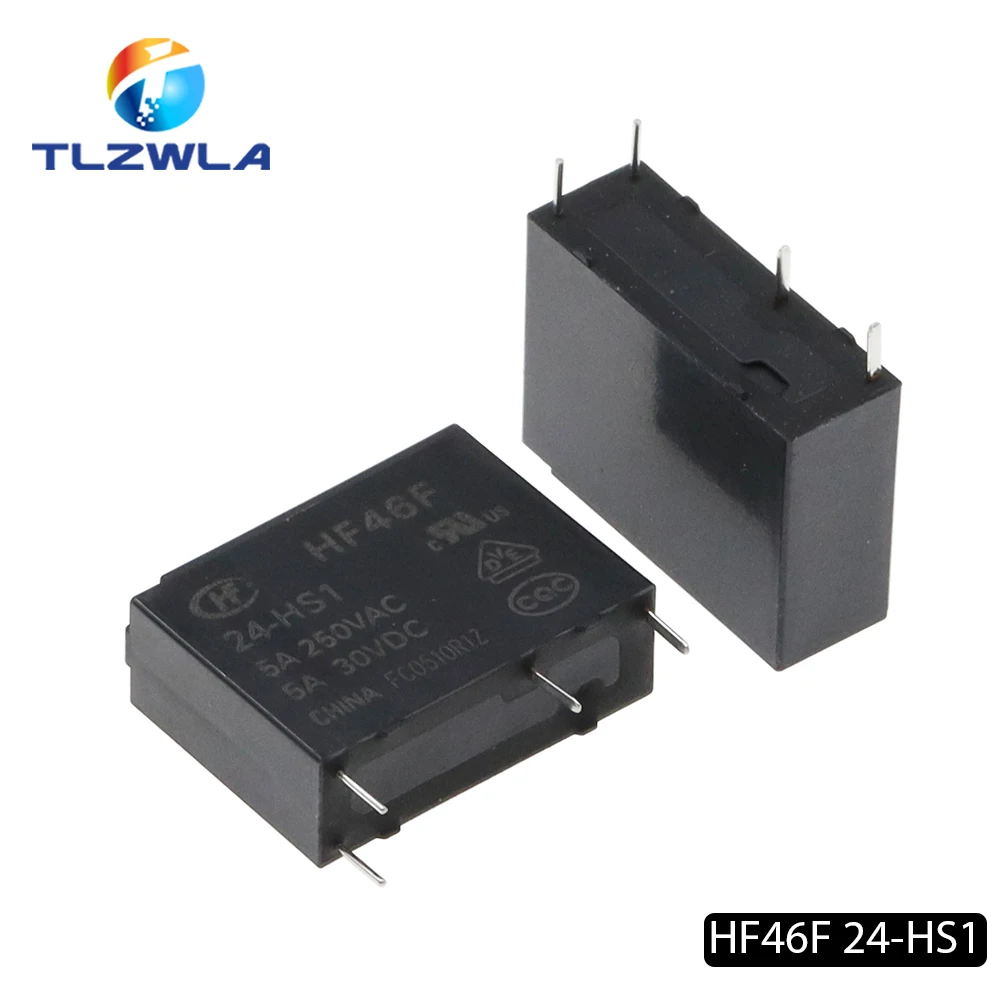 100PCS 30VDC Power Relays HF46F-005-HS1 HF46F-012-HS1 HF46F-024-HS1 5-HS1 12-HS1 24-HS1 5A 250VAC 4PIN 5V 12V 24V DC