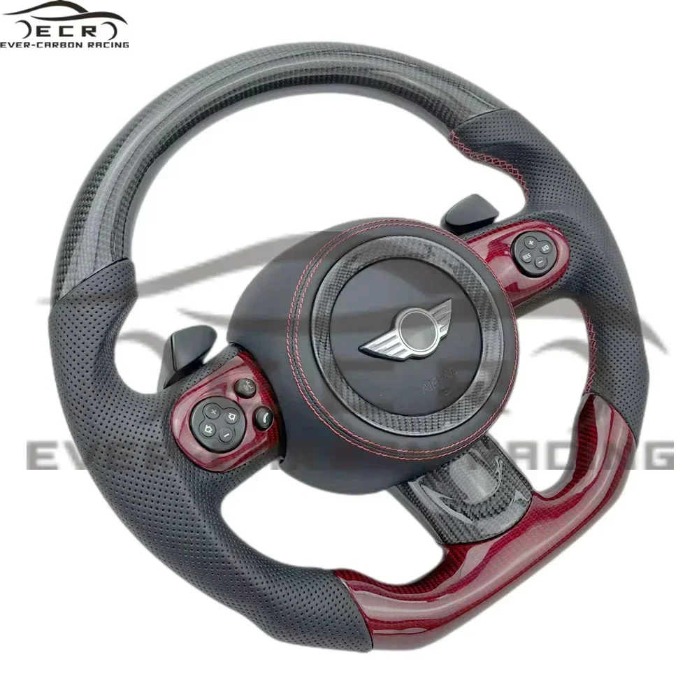 EverCarbon Racing Custom Design Red Carbon Fiber Steering Wheel For Mini Cooper  Steering Wheel