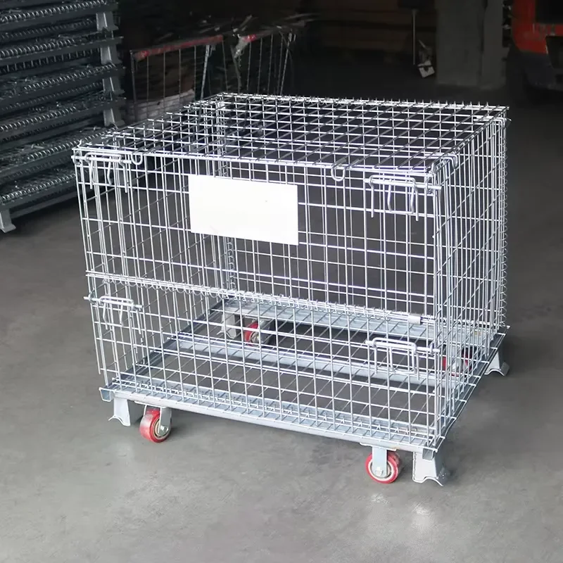 Wholesale Metal Shelf Workshop Storage Cage Galvanized Steel Mesh Container Capacity 500-2000 kg Stackable Foldable