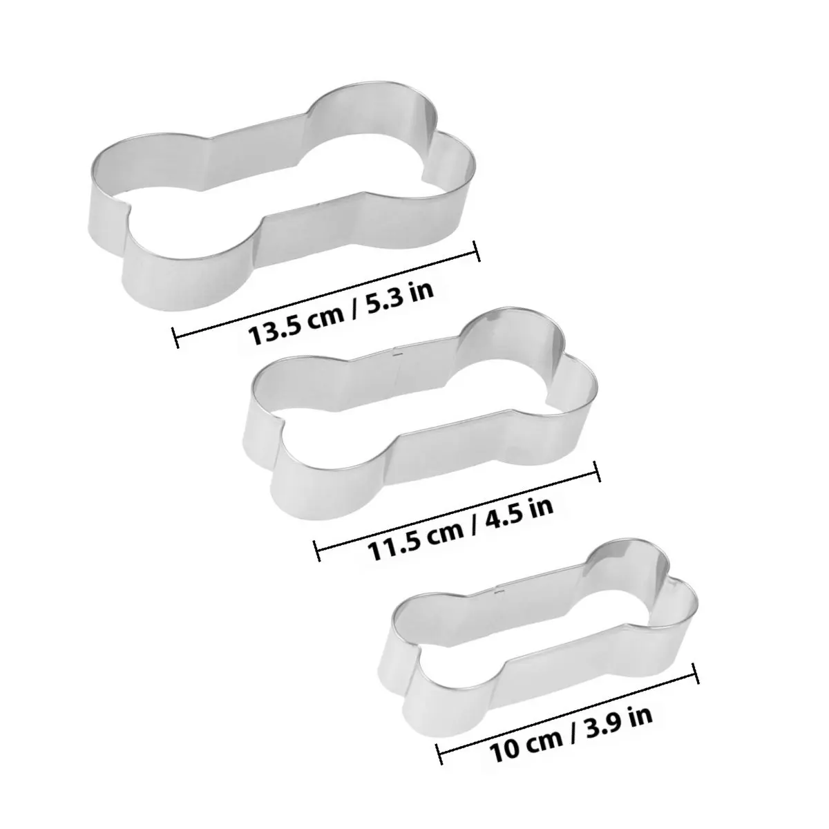 3Pcs Rust Proof Stainless Steel Dog Bone Cookie Cutters Baking Mold Set for Pet Biscuits DIY Holiday Cookies Christmas