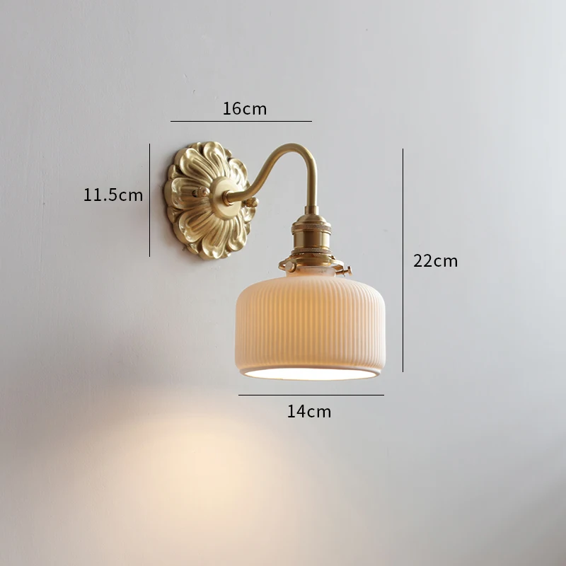 IWHD Copper Base Ceramic LED Wall Lights For Living Room Bedroom Bathroom Mirror Home Decor Japan Modern Wandlamp Sconce Murale