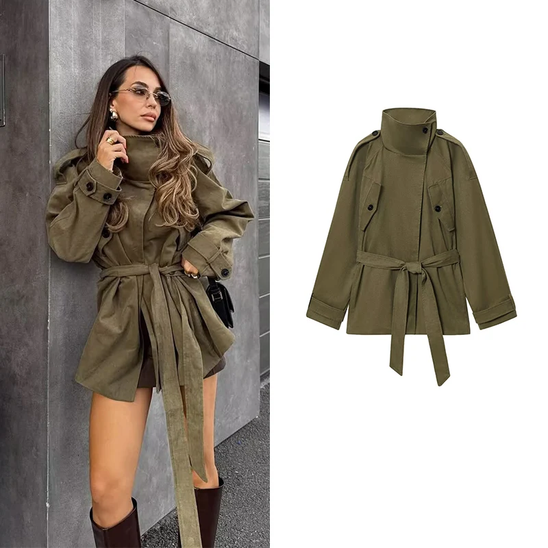 

Женские куртки, осень 2024, новая мода, свободный пояс, элегантные женские длинные теплые куртки, уникальная уличная молодежная осенняя верхняя одежда, пальто