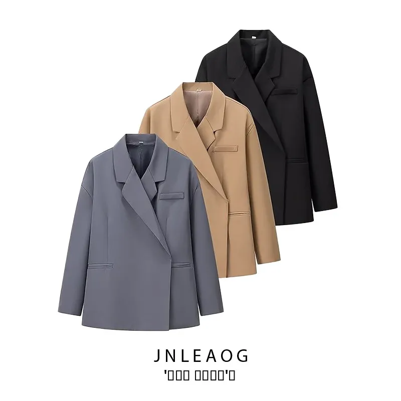 

JNLEAOG женский модный повседневный свободный костюм Jaet, осенний новый универсальный длинный свеч Busin Scene, чистый цвет, один...