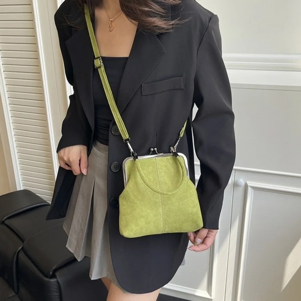Large Large Capacity Retro Frosted Handbag PU Short Handle Leather Crossbody Bag Kiss Lock Clip Closure Clutch Shoulder Bag - Aliexpress Deal