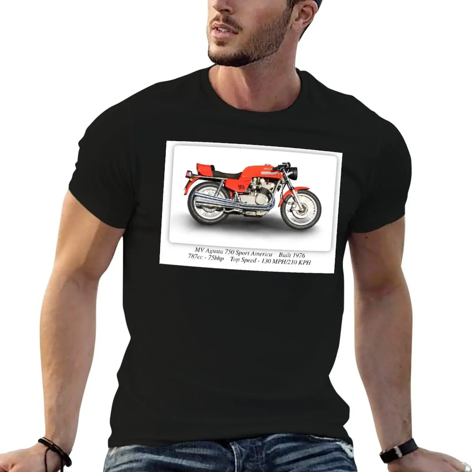 

MV Agusta 750 Sport America - A3 Print Poster on Photographic Paper T-Shirt graphic shirts blacks plain white t shirts men