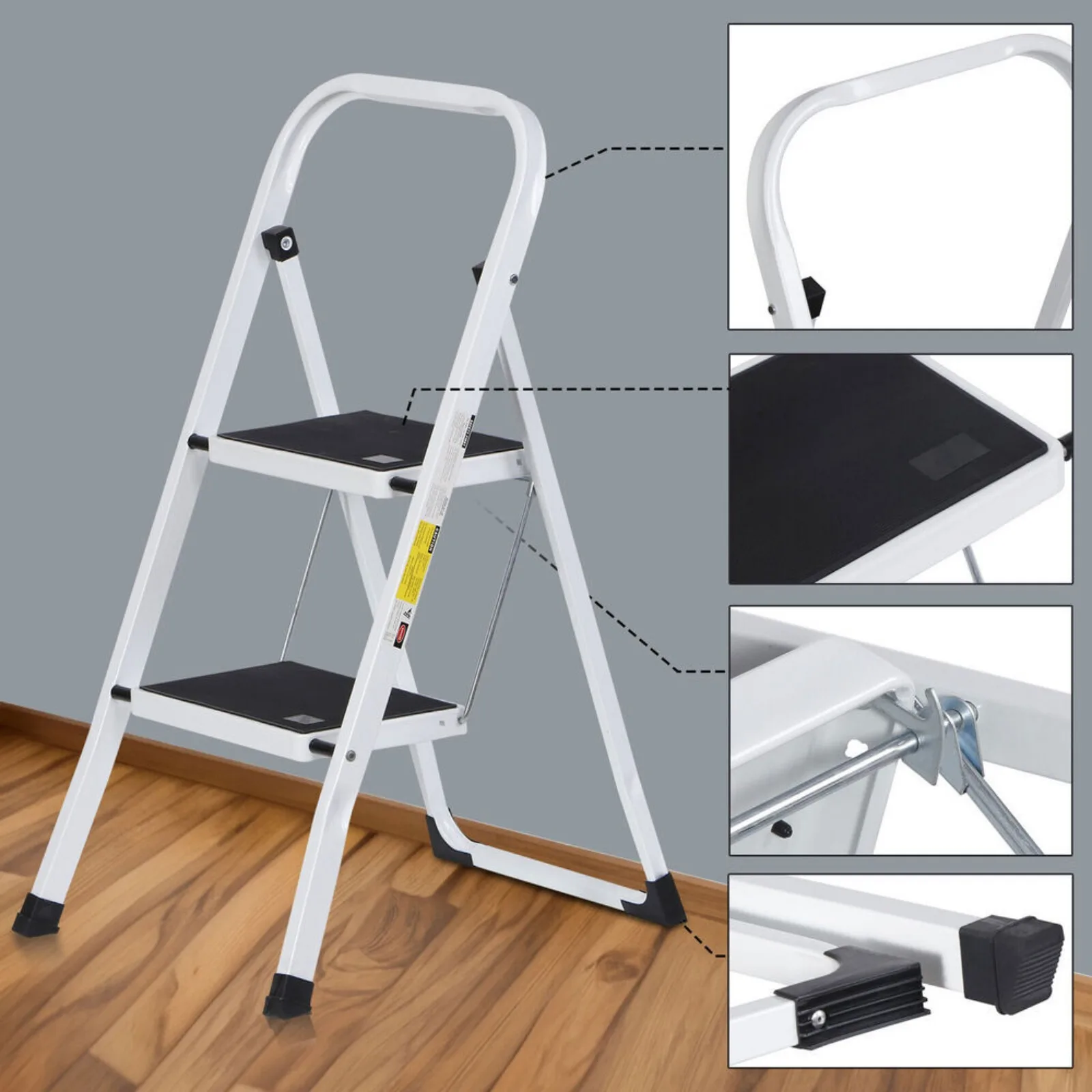 2/3/4 Step Ladder Step Stool Steel Folding Wide Anti-Slip Pad Ladder Lightweight United States