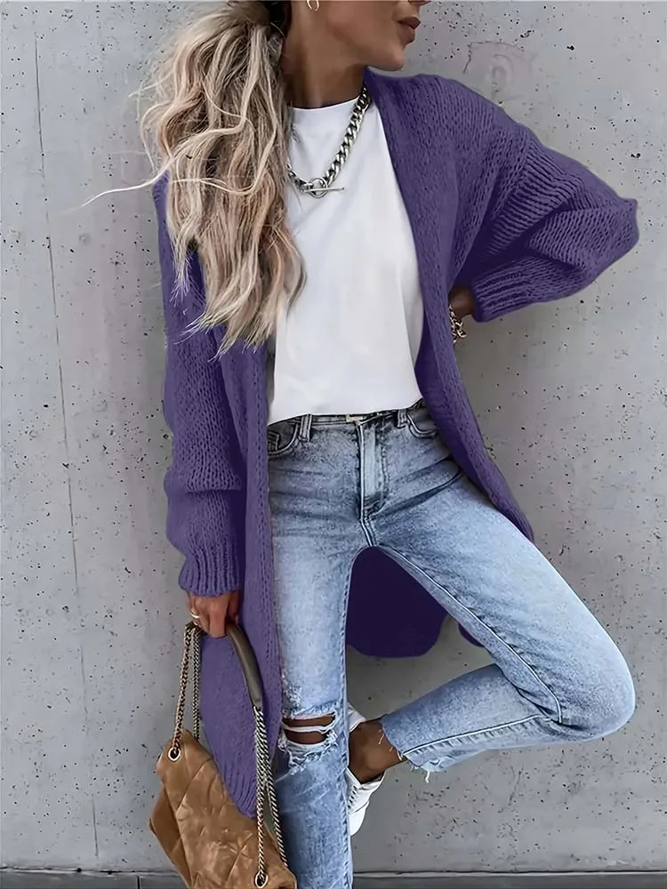 

Women's lazy wind long-sleeved wool long cardigan coat, loose, casual, elegant and fashionable Joker women's sweater coat.