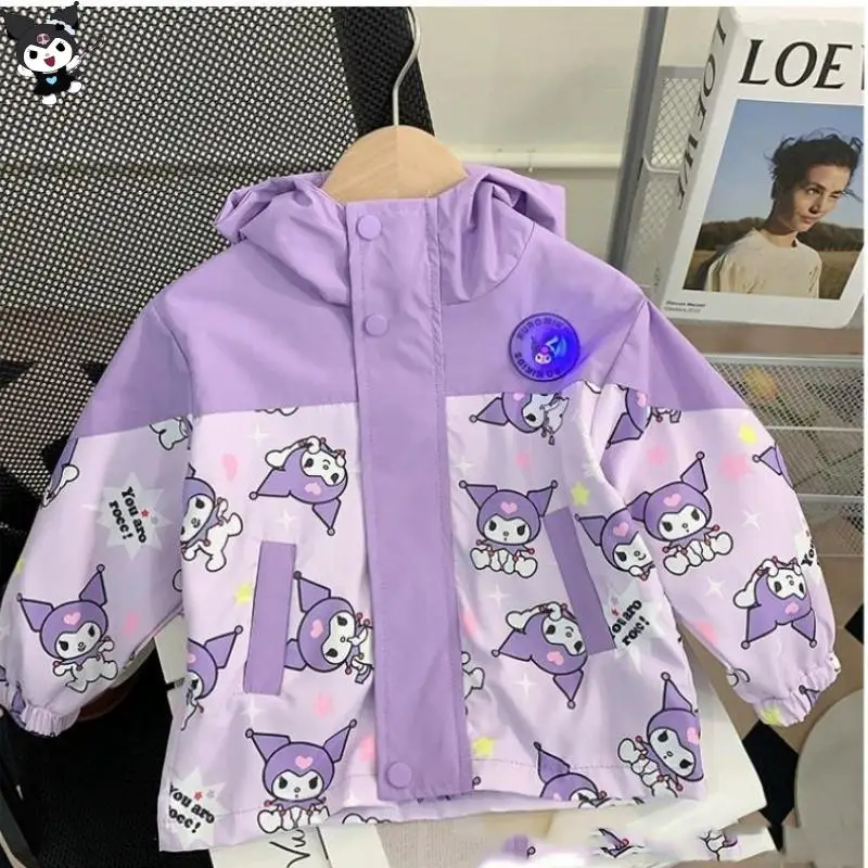 

Kuromi Sanrio аниме девушка мультфильм светящееся пальто осень зима новый милый шоковый костюм детская милая модная мягкая удобная куртка с капюшоном