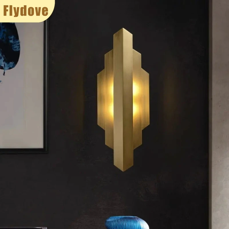 

Postmodern Retro All Copper Wall Lamp Creative High-end American Living Room Background Wall Headboard LED Lighting Decoration