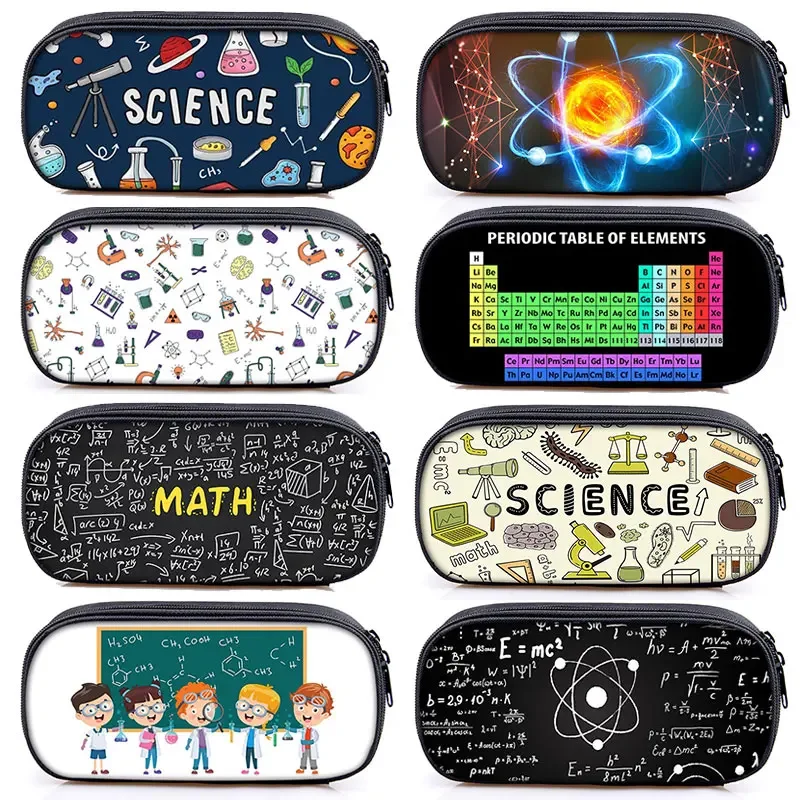 Physics Mathematics Chemistry Print Pencil Bag Boys Girls Science Stationary Bags Teenagers Organizer School Cases Supplies Gift