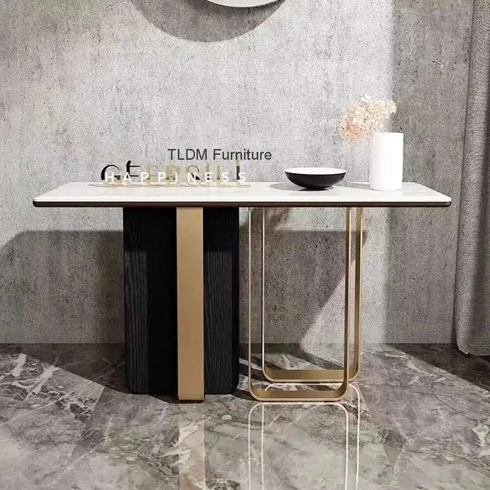 المدخل الأوسط طاولة وحدة التحكم الشمال الحديثة اللوبي الرخام طاولة وحدة التحكم الفاخرة مدخل وحدة التحكم Ingresso أثاث غرفة المعيشة