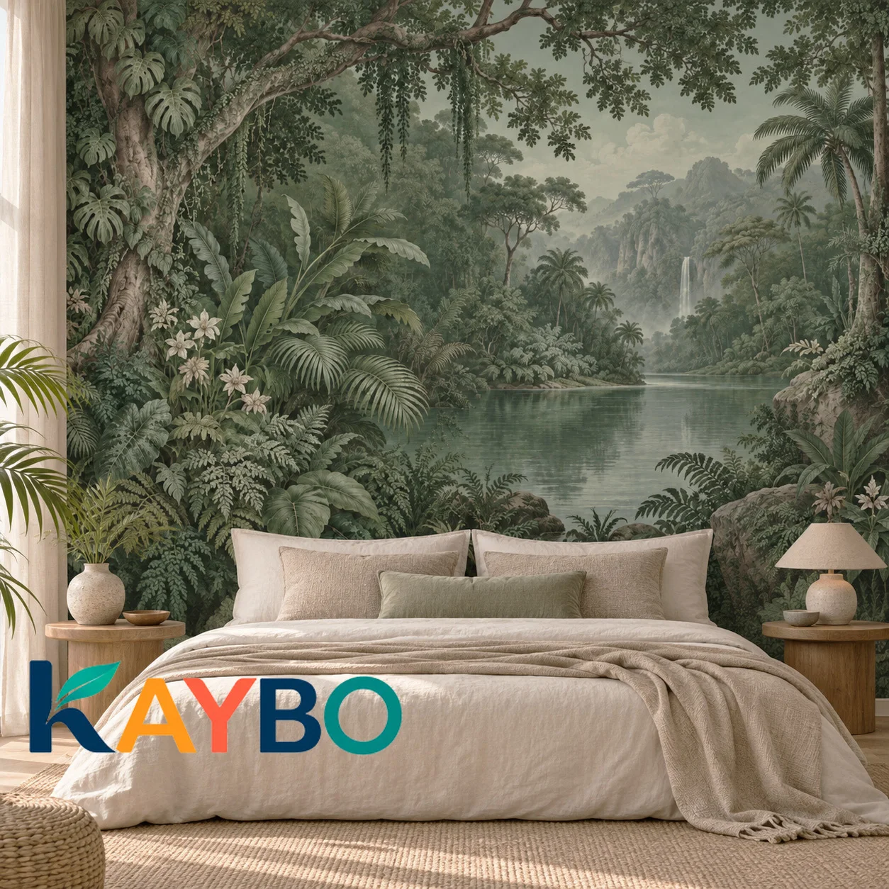 Tropical Jungle Wallpaper Mural Green Rainforest Landscape Wall Art Living Room Bedroom Decor Custom Size Non Self Adhesive Home