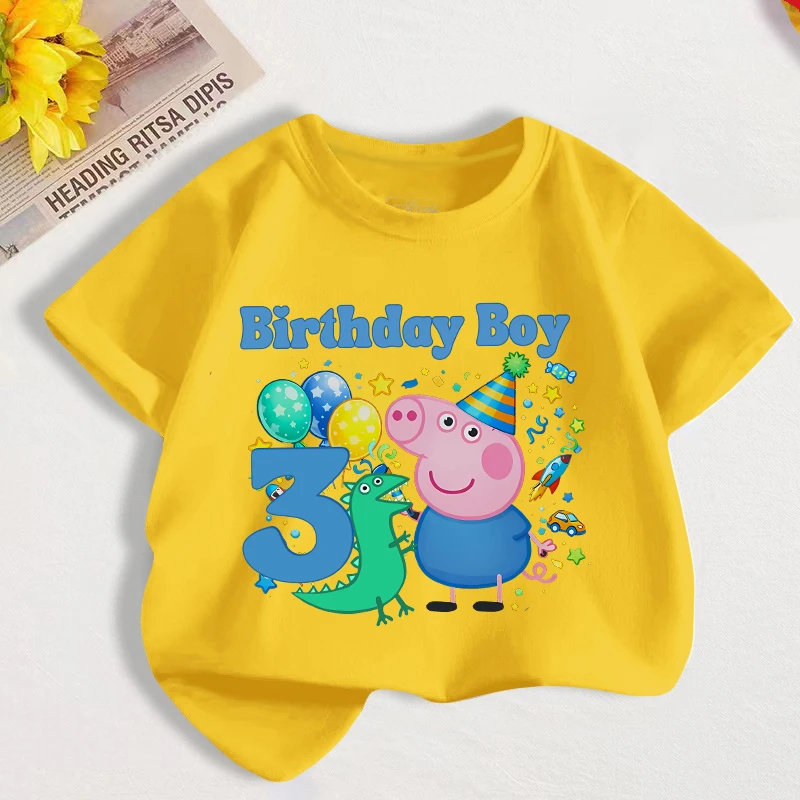 Футболка-с-изображением-Пеппы-и-Джордж-Пиг-для-мальчиков-детская-одежда-на-день-рождения-хлопковая-футболка-с-короткими-рукавами-детские-топы-с-героями-мультфильмов-летняя-одежда-для-малышей