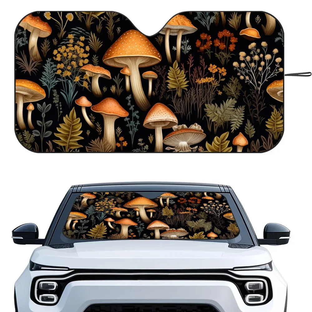 

Retro Moth Mushroom Car SunShade Heat-insulating Aluminum Film Windshield Sunshades UV Rays Blocks Car Sun Visor Protector