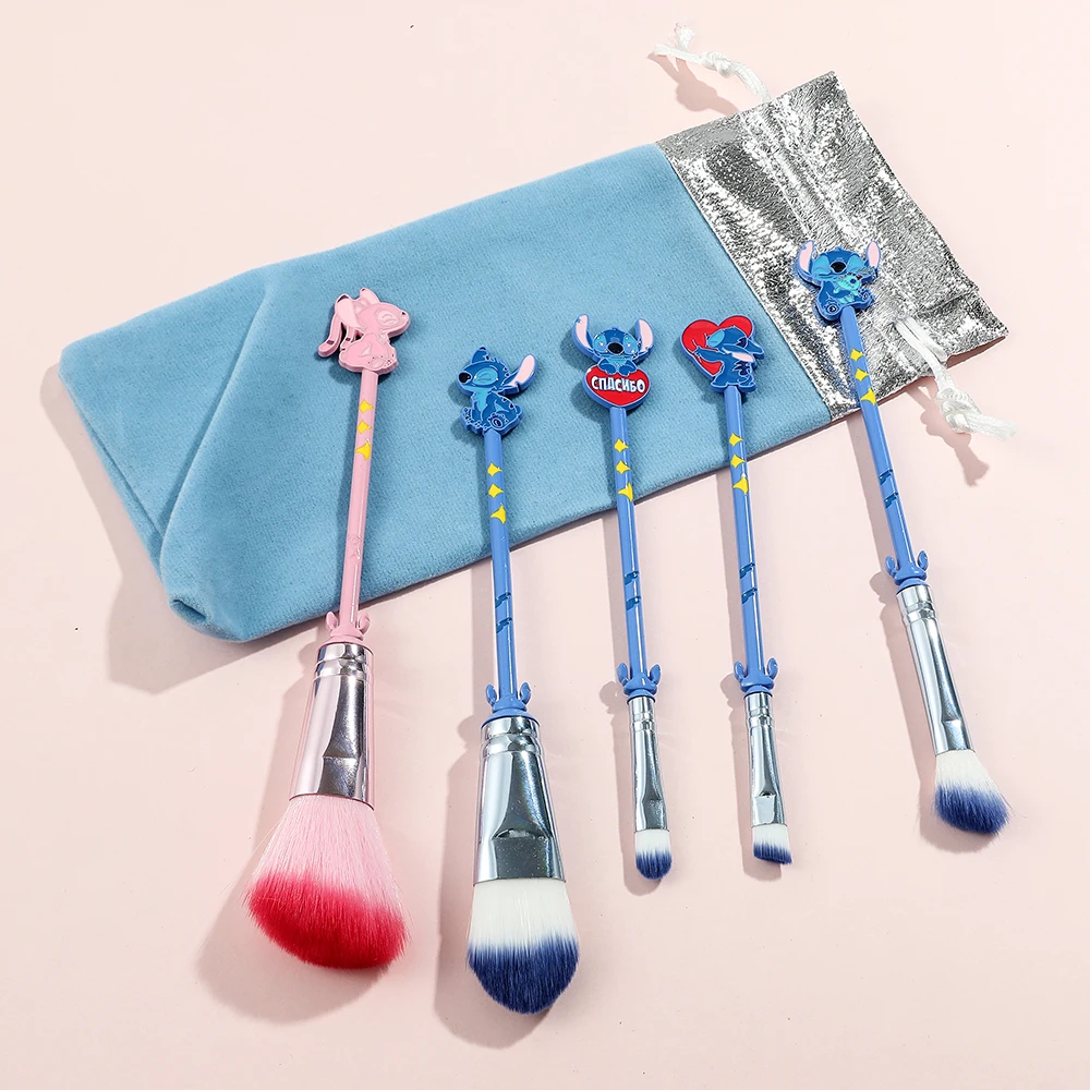 5pcs/set Stitch Makeup Brush Cute Cartoon Eye Shadow Powder Blusher Brush High Quality Soft Cosmetology Brush for Women