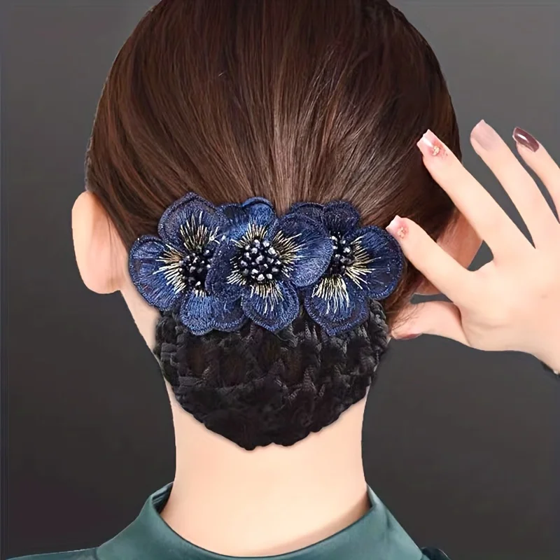 Elegant Beaded Floral Hair Net for Women - Sophisticated Vintage Style Accessory, Perfect for Professionals & Special Occasions