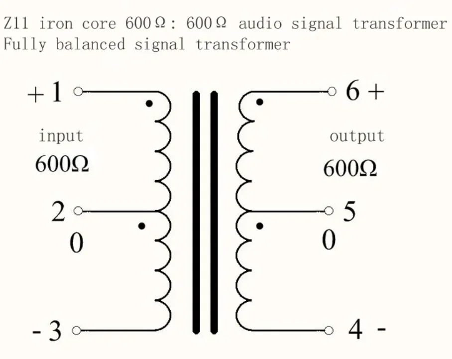 Z11 material 600Ω: 600Ω audio signal transformer, copper-plated shield, wide frequency response 10H-72KHz -1DB