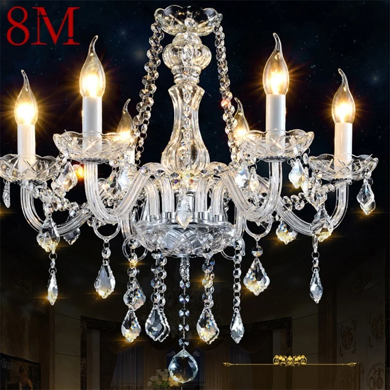 

8M European Style Chandelier Lamps LED Candle Pendant Hanging Light Luxury Fixtures for Home Decor Villa Hall