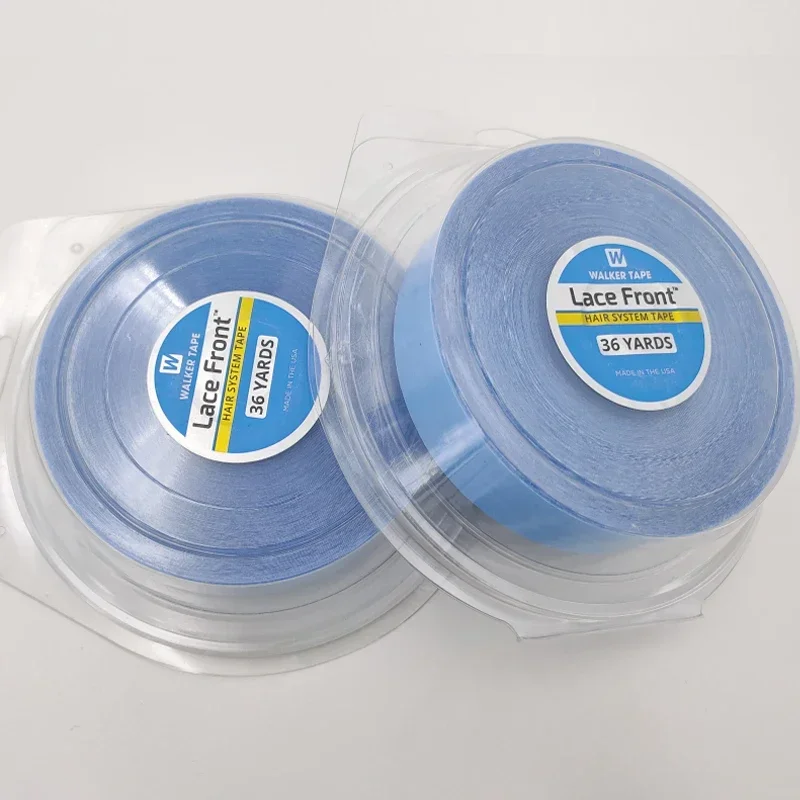 

2pcs 36 YardsX2.54CM Super DoubleSided Adhesives Blue Lace Front Support Tape Length33M For Tape Hair/Skin Weft Hair/Toupee