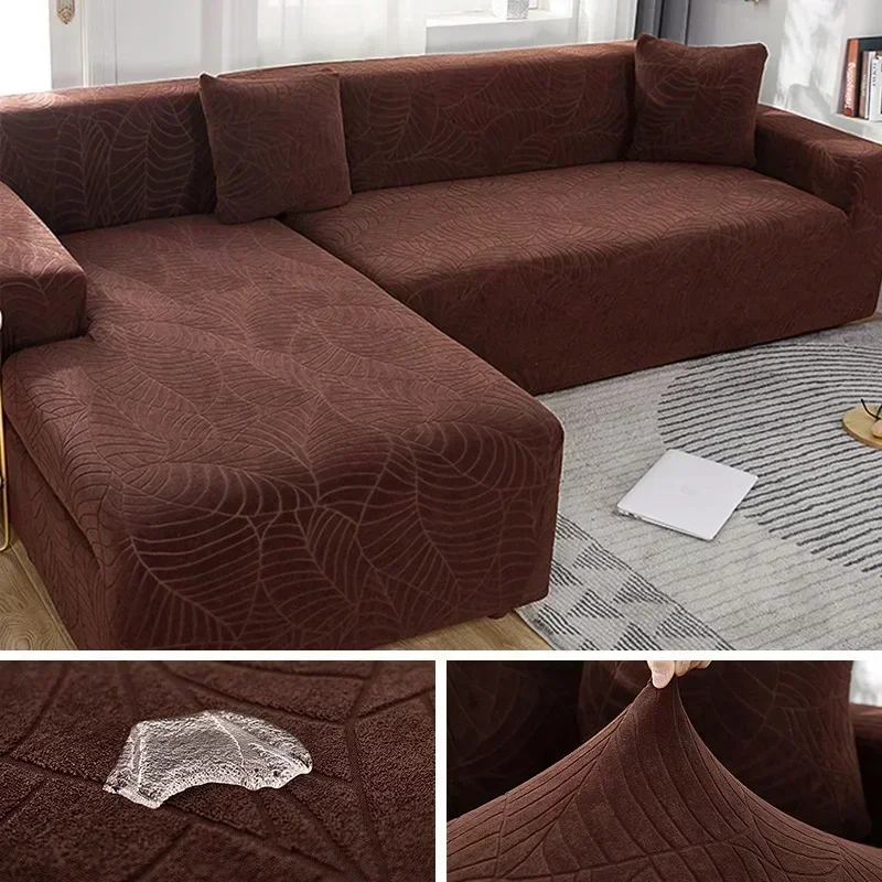 Waterdichte Dikker Bankhoezen 1/2/3/4 Zetels Jacquard Effen Couch Cover L-vormige Sofa Cover Protector bankhoezen