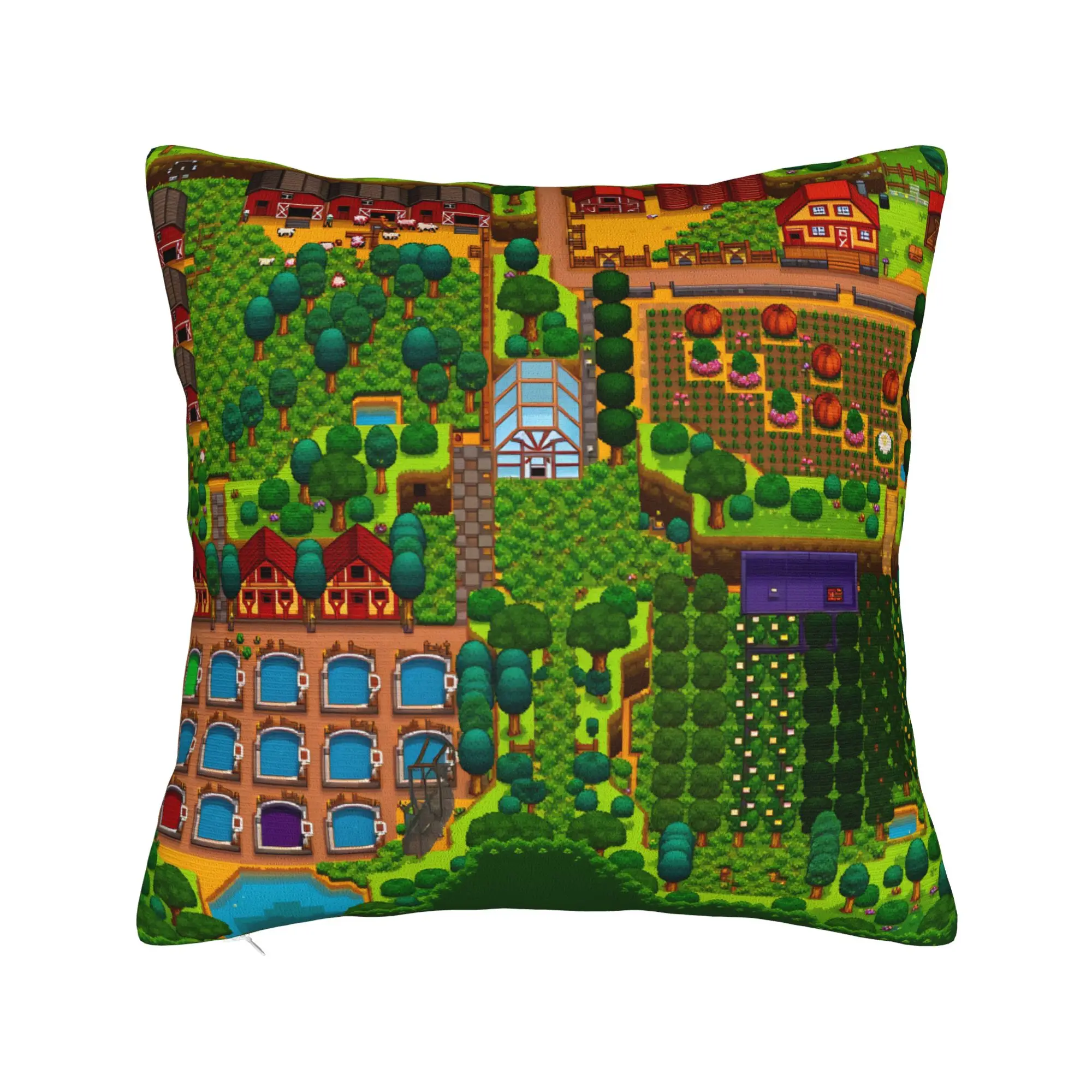 Pillow Case Stardew Valley Game Forest Farm Layout  Comfy  Pillow Cover For Office Car Home Decor Cute Funny Pillowcases