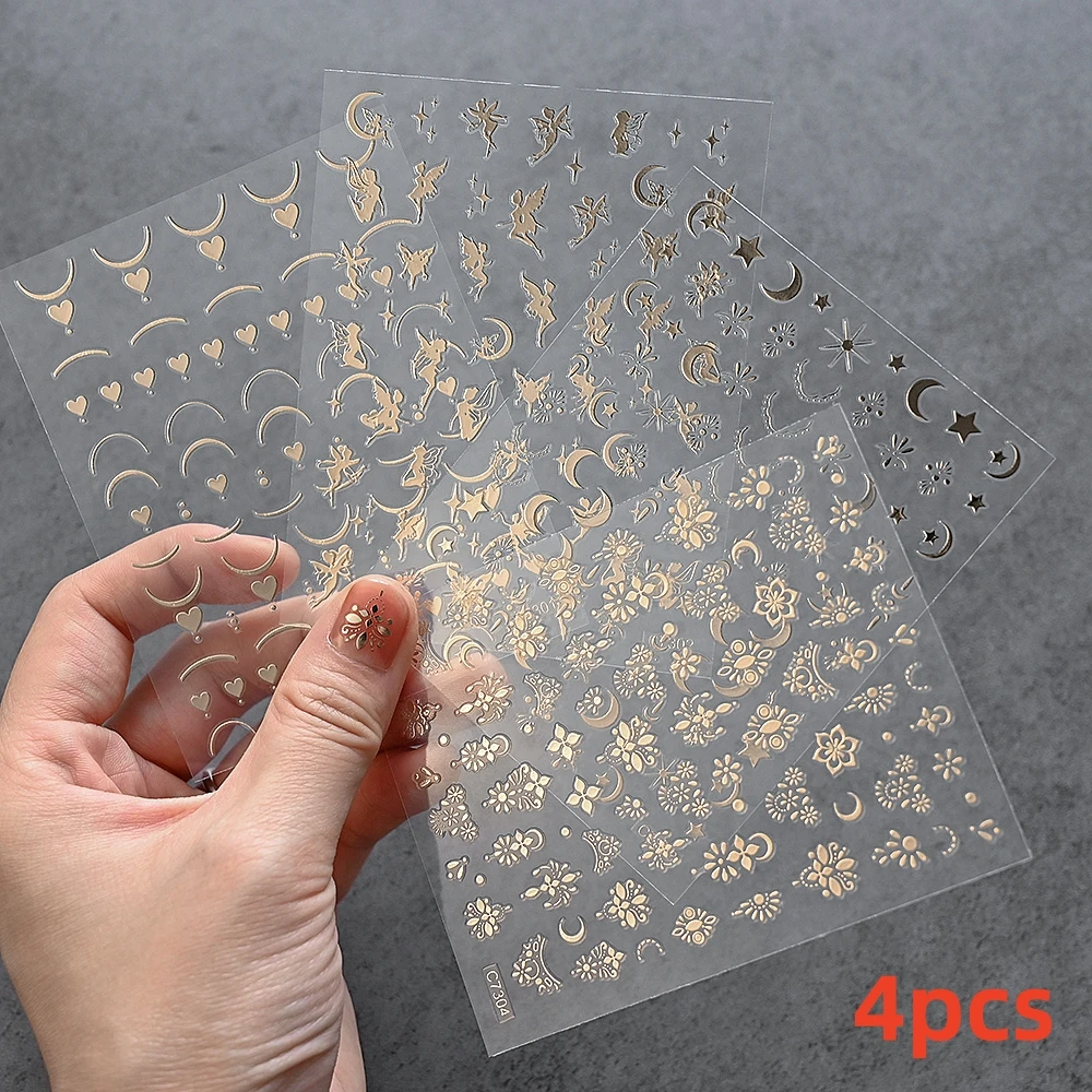 9 stks/set Wit Zwart Sterren Nagels Stickers Luxe Zelfklevende Vijfpuntige Ster Nail Art Decals Voor Vrouwen Meisjes Manicure Decor *