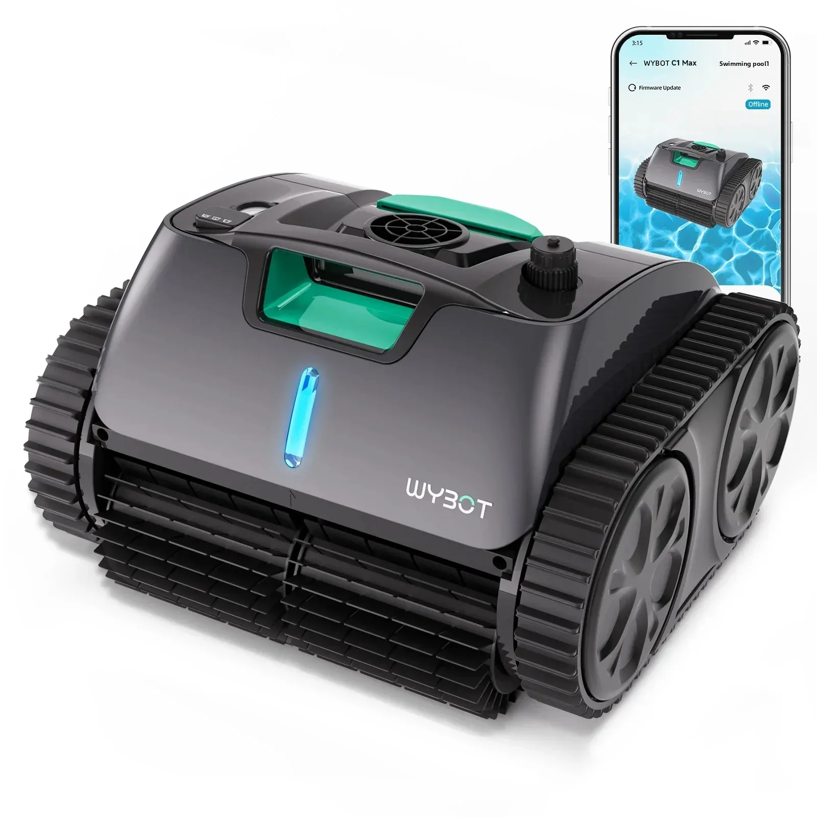 Cordless Pool Cleaner Vacuum  Swimming Pool Robot C1Max Stronger Suction 180um Filtration APP Control Runtime 180mins