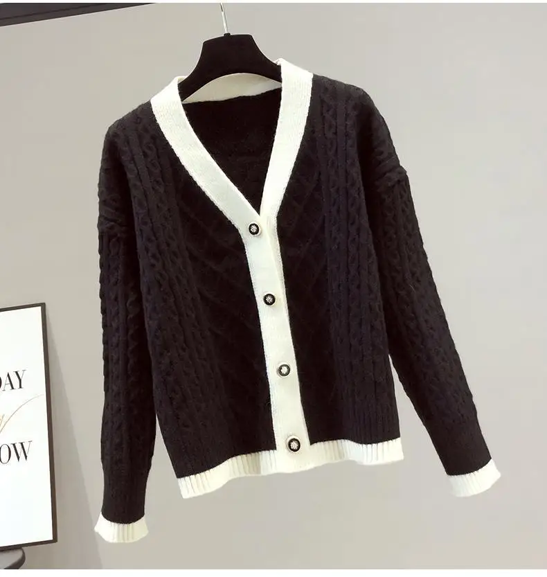 Sweater Coat Women Autumn Winter Simplicity Office Lady Solid Color Long Sleeve Knitwear Tops All-match Casual Knitting Cardigan