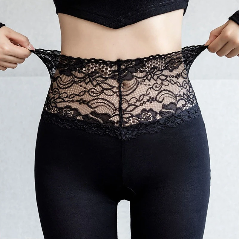 Spitze Leggings für Frauen Abnehmen Hosen Frühling Herbst Modal Hohe Elastizität Lange Unterhosen Frauen Kleidung Slim Fit Großhandel Dropship
