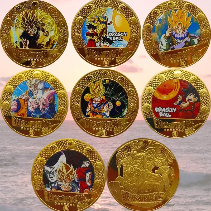

Dragon Ball Cartoon Metal Coin Son Goku Anime Action Figure Toy Collect Souvenir Anime Merchandise Decoration Cute Children Gift