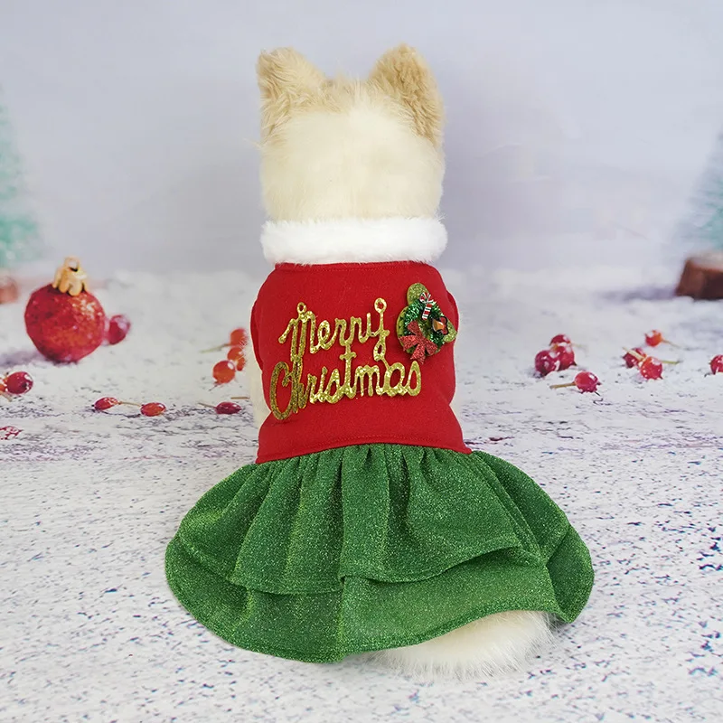 Pet Christmas Dog Clothes Skirts Dog Christmas Clothes Puppy Ropa Para Perro Hembra Vestidos Ropa De Gatos Cat Dress