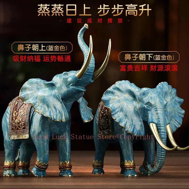 

Asia Thailand home Company high grade Good luck Auspicious elephant Mascot bring wealth money thriving business brass statue