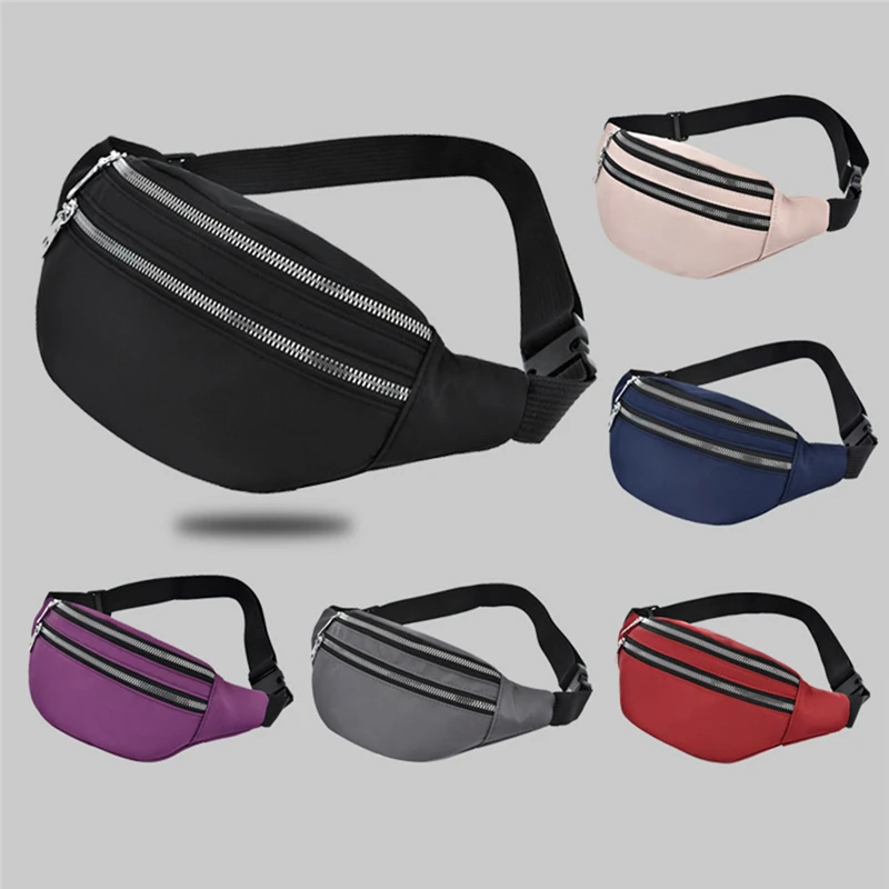 Waist Bag Women Fanny Pack Oxford Female Hip Bum Bag Men Banana Bag Women`s Belt Pocket Ladies Belly Money Pouch Fashion Purse