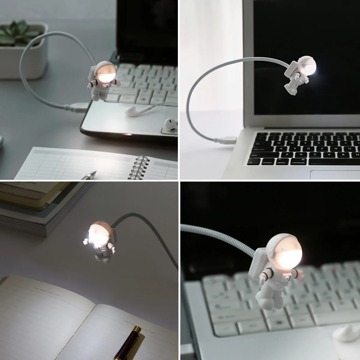 

1Pcs LED Desk Lamp Spaceman Style Cool Mini Table Light with Adjustable Arm for Computer Work Study Bedroom Dorm Use
