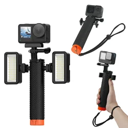 Dual Cold Shoe Buoyancy Handle Floatation Rod Monopod for Gopro Hero 10 9 8 7 6 5 4 Xiaoyi Yi 4K Sjcam SJ6 Go Pro Action Camera