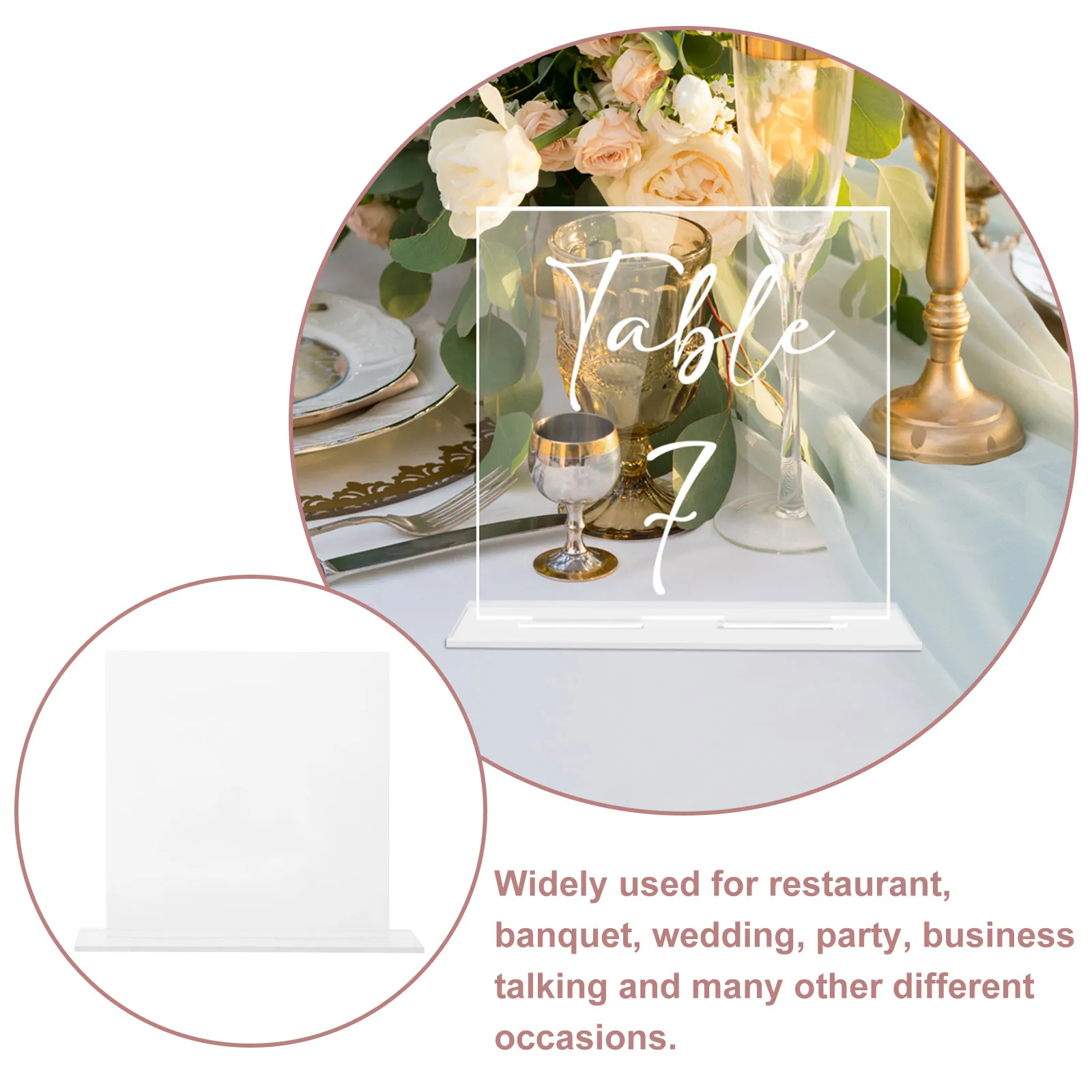 

Table Card Name Sign for Wedding Blank Restaurant Signs Clear Party Reusable Seats Numbers
