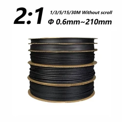 1/3/5/15/30M 2:1 Black Heat Shrink Tube Diameter 0.6mm ~ 210mm Heatshrink Tubing Sleeving Wrap Wire Sell DIY Connector Repair
