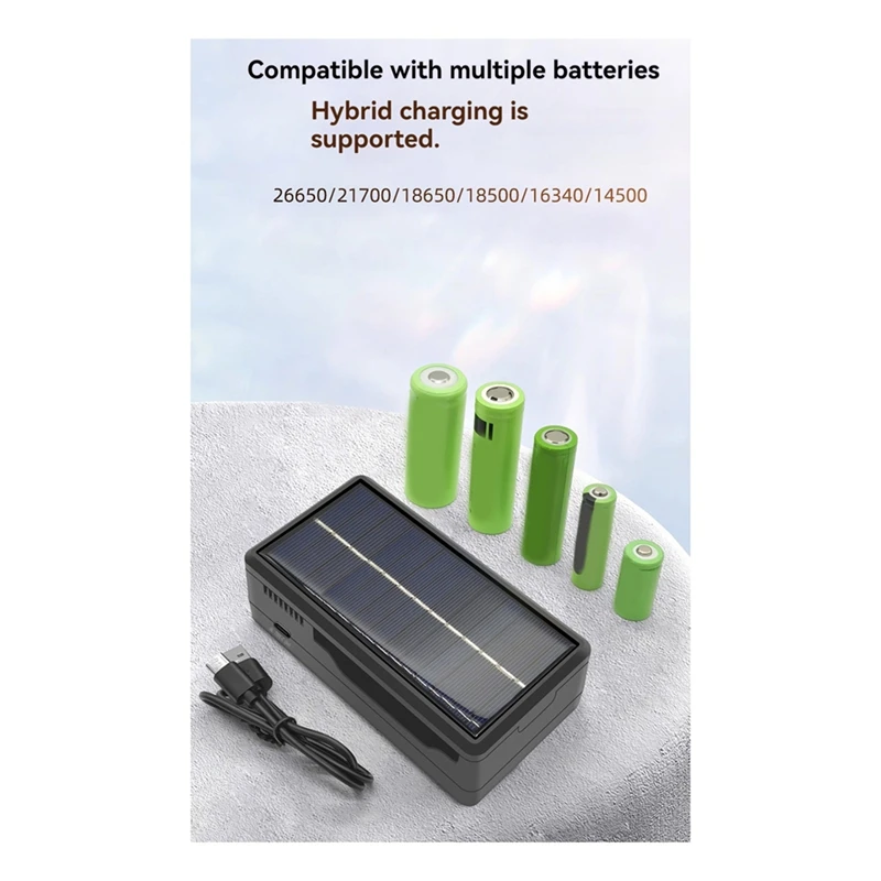 Solar Battery Charger 2 Slot Battery Charger Powerbank Case Lithium Battery Charging Bank Shell For 18650 21700 Battery