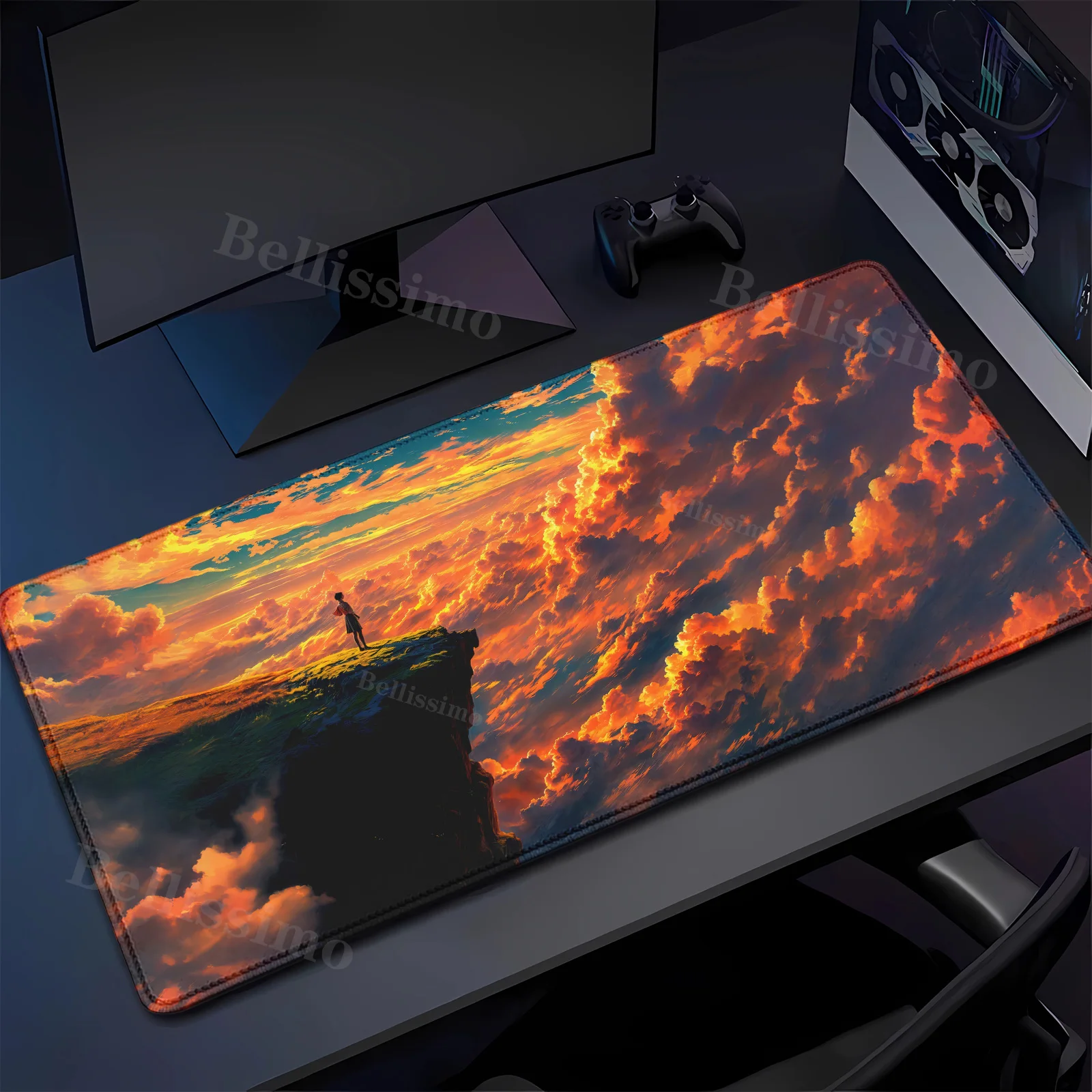 

Large dusk Cloud Gamer anime teclado Mousepad Natural Rubber Lock Edge Gaming Accessories Mouse Pad Decoration Keyboard Desk Mat