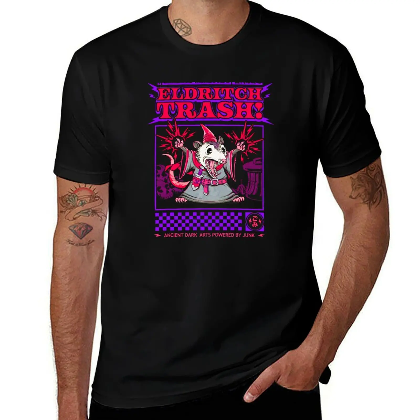 

Eldritch Trash Warlock Opossum T-Shirt man t shirts cotton t shirts for man graphic funny g man t shirts for men T-Shirt